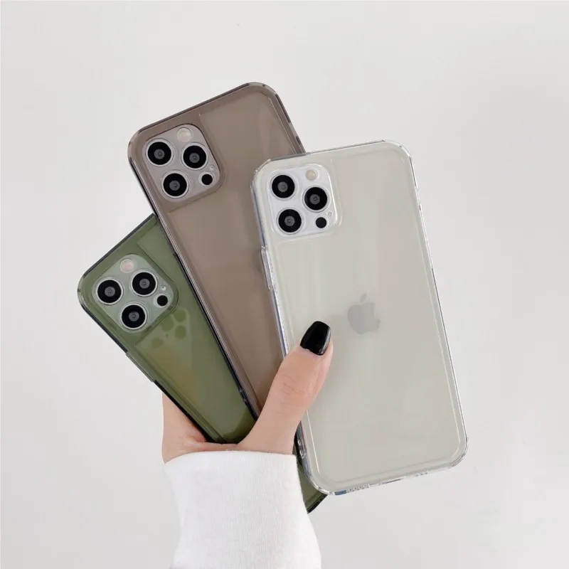 

Simple Pure Color Transparent Silicone Soft Shell Phone Case For iphone 13 12 11 Pro Max XS X XR 7 8 Plus Fashion New Products