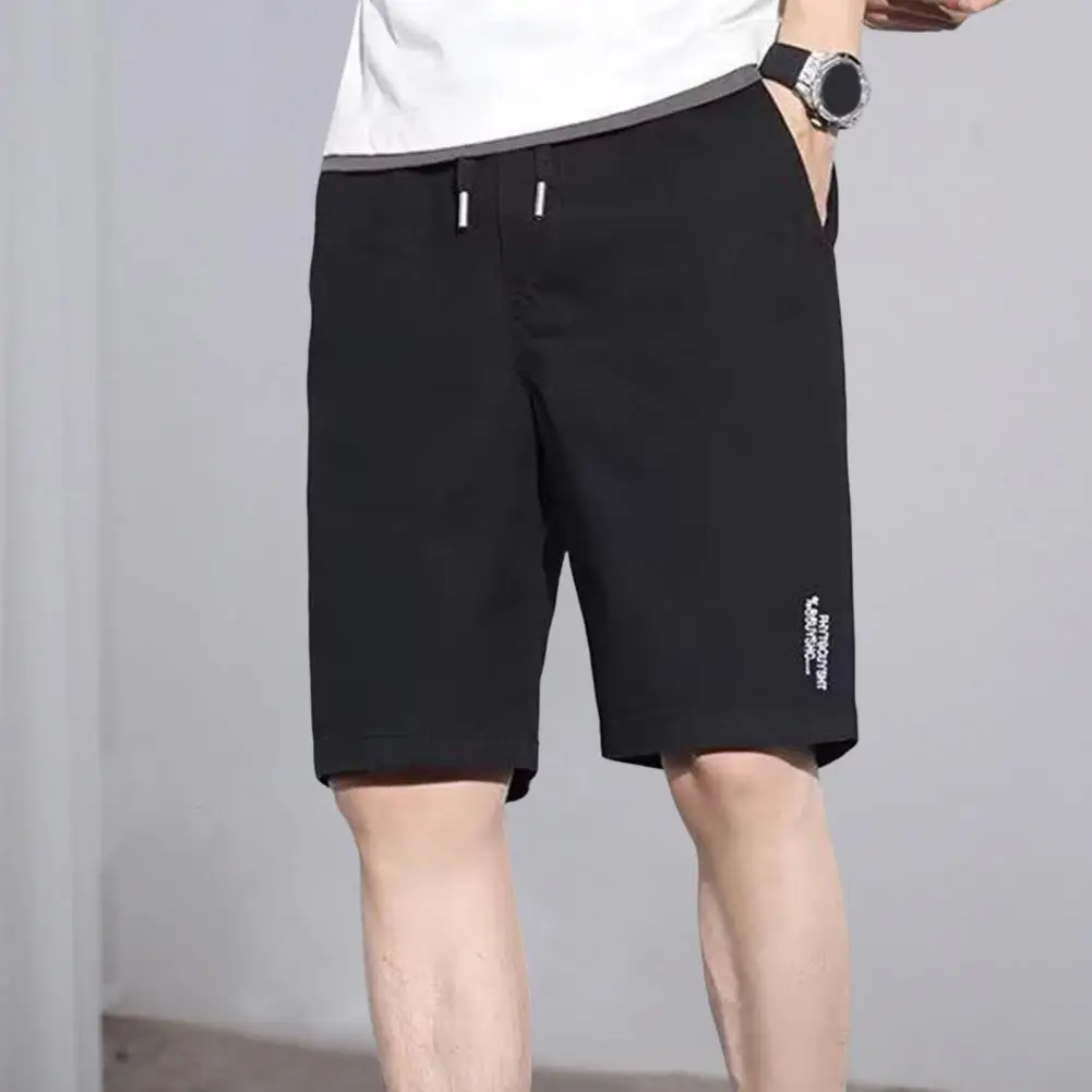

Шорты мужские с эластичным поясом, однотонные свободные штаны до колена, со шнурком и карманами, для фитнеса и бега, спортивная одежда, средн...