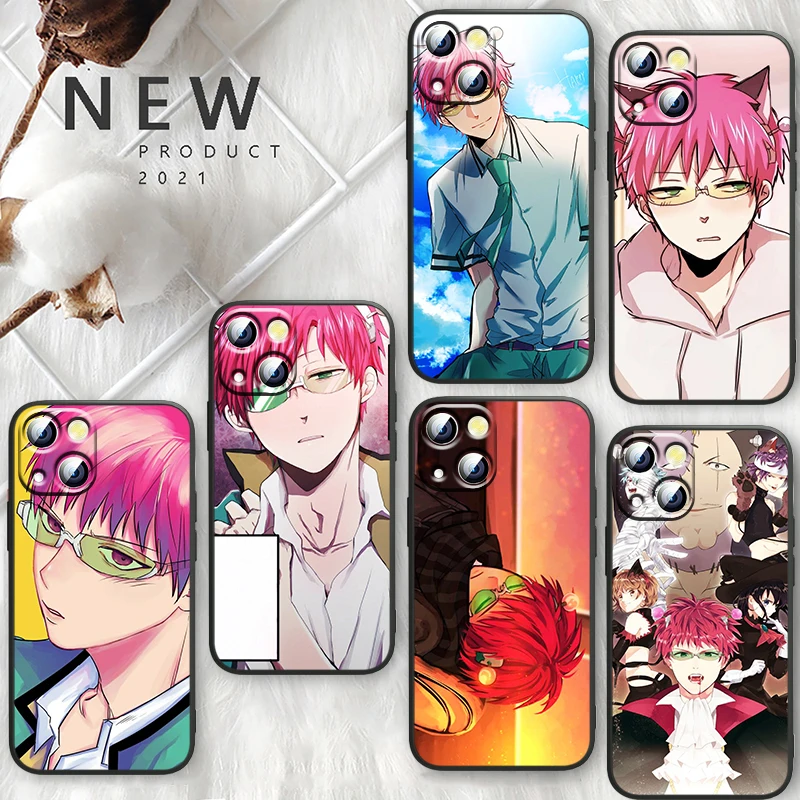 

Japanese Anime Saiki Kusuo Black Phone For Apple iPhone 14 13 12 11 Pro Max Mini XS Max X XR 7 8 6 5 Plus SE2020