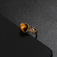 reiki tiger eye stone ring amethysts wire wrap healing rings for women men irregular natural crystal open resizable jewelry gift