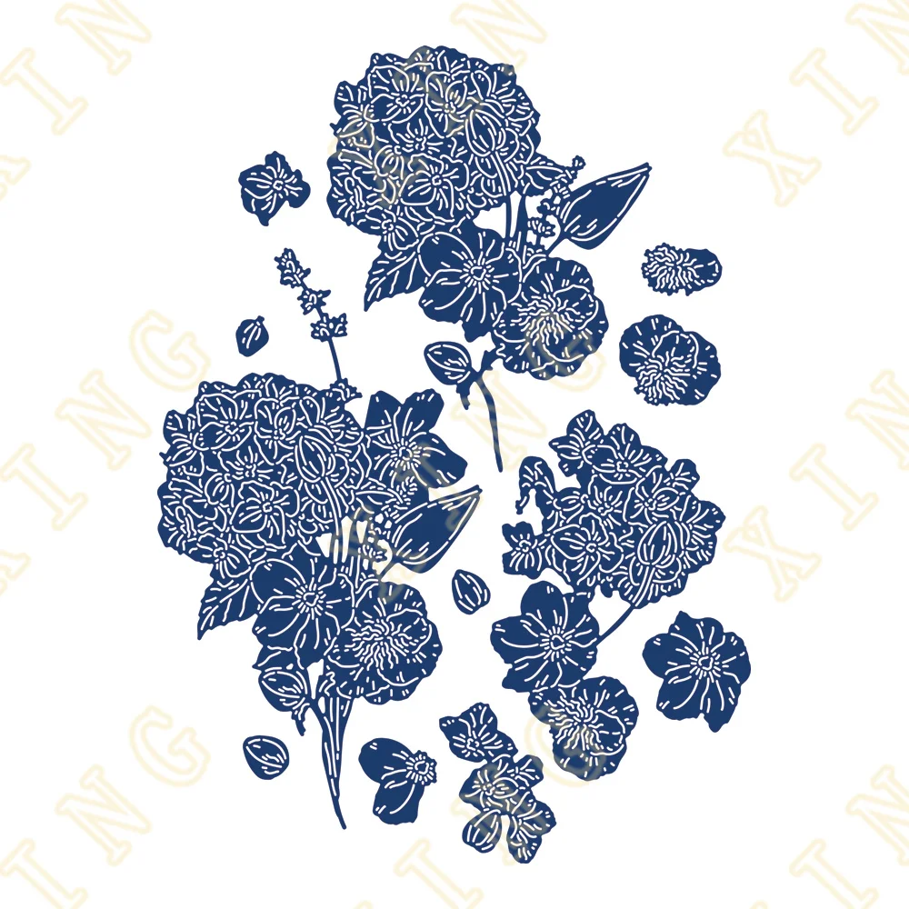 

Hydrangea Flower Arrival New Metal Cutting Dies Scrapbook Diary Decoration Stencil Embossing Template Diy Greeting Card Handmade