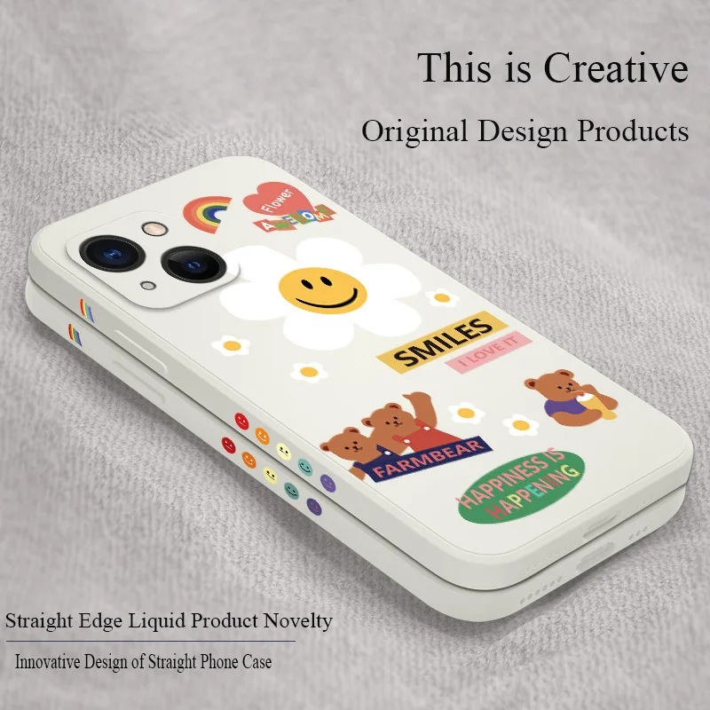 

Colorful Bear Silicone Case For iPhone 13 12 Pro Max Mini 11 Pro Max X XR XS MAX SE2020 8 7 Plus 6 6S Plus Soft Phone Cover Case