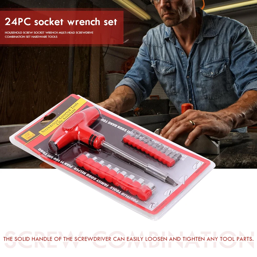 

Набор отверток для ремонта, комплект из 24 портативных многофункциональных Т-образных отверток с шестигранным болтом и Т-образной ручкой