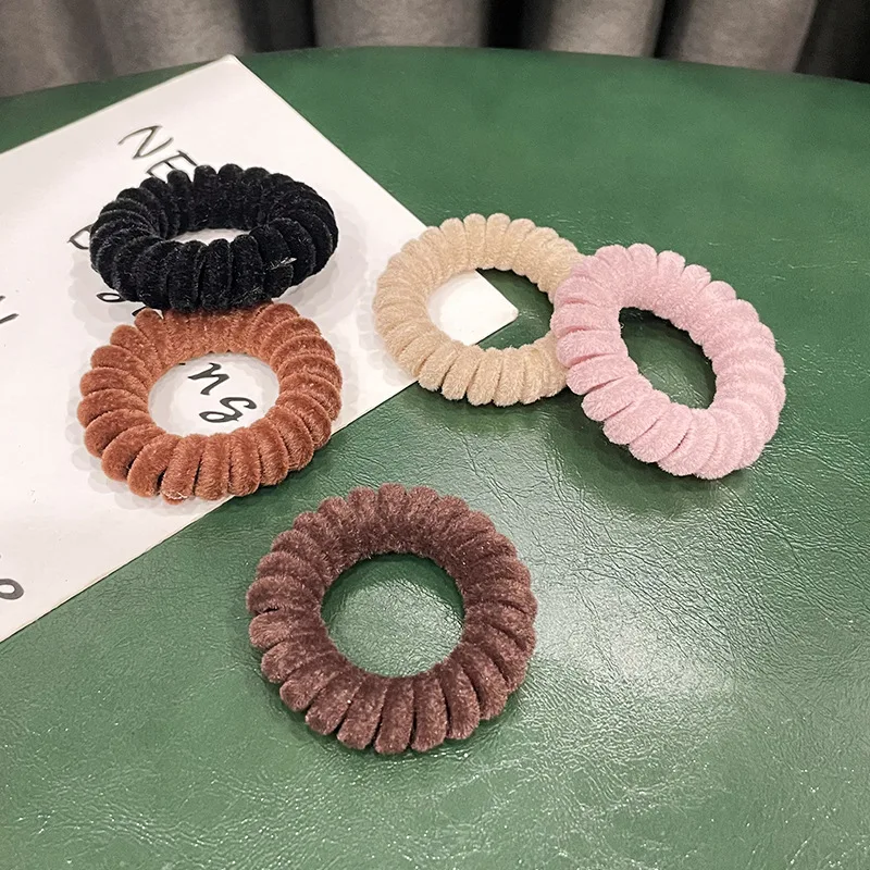 Женские винтажные однотонные флокирующие резинки для телефона эластичные волос
