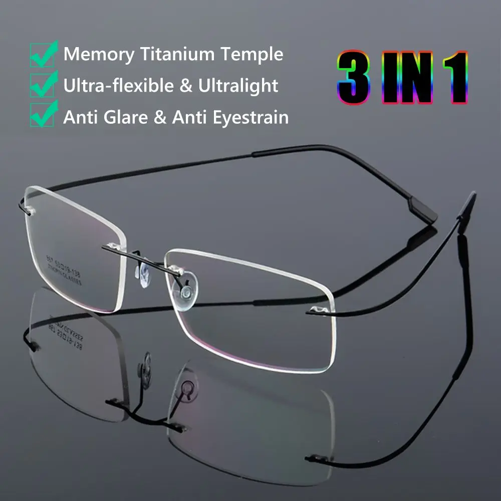 

1Pc Ultralight Rimless Eyeglasses Clear Memory Titanium Reading Glasses Unisex Magnetic Presbyopic Eyewear Strength +1.0~+4.0