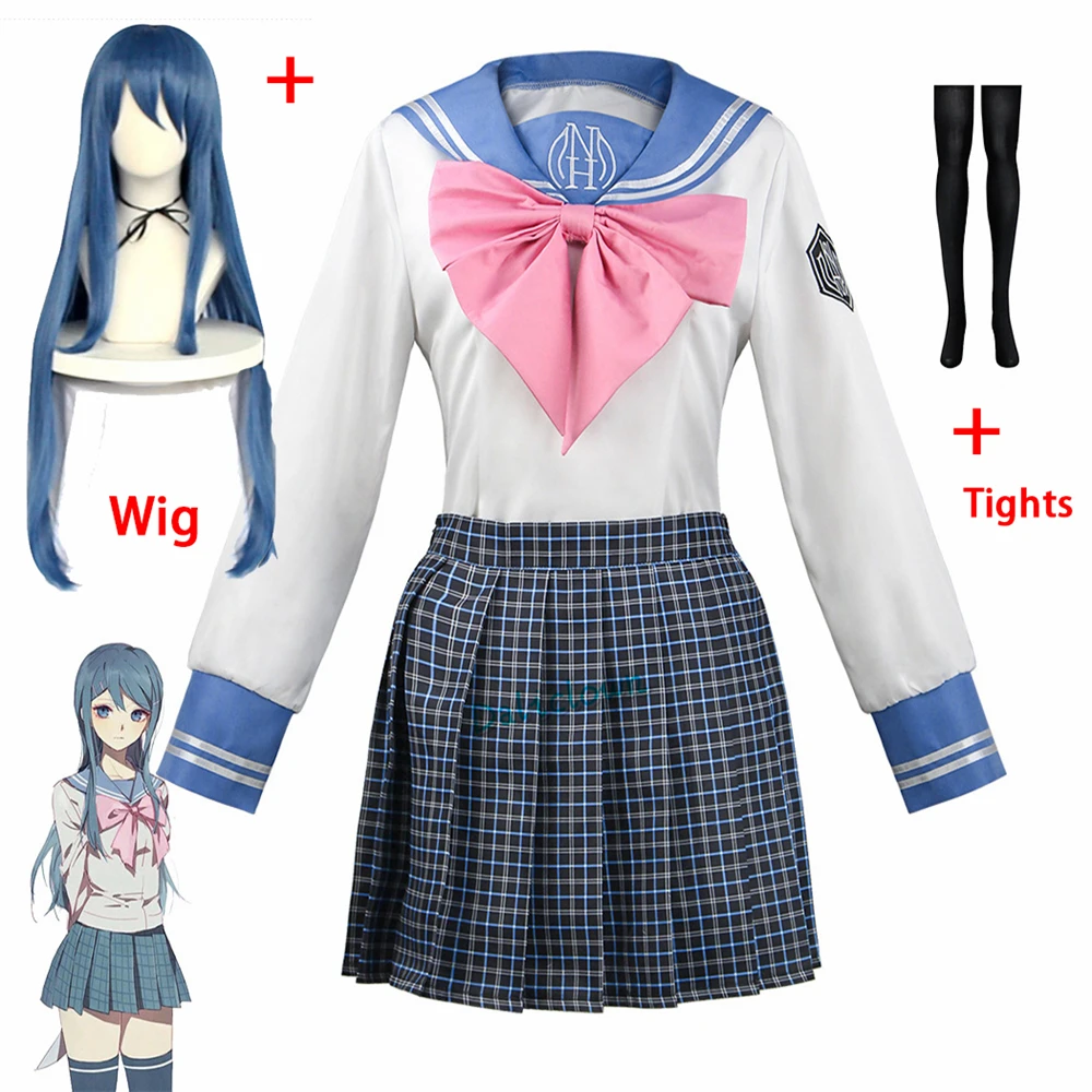 

Костюм для косплея супер данганронпа, Sayaka Maizono, школьная форма для девочек, женский наряд, парик из аниме, одежда для Хэллоуина и вечеринки, платье