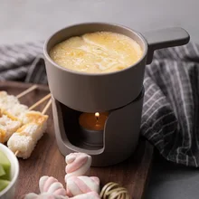 Ceramic Fondue Pot Swiss Cheese Ice Cream Chocolate Melting Hotpot Porcelain DIY Fondue Set Butter Melter Cup 200ml Small Warmer