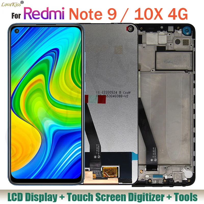 

ЖК-дисплей для Xiaomi Redmi Note 9 M2003J15SC M2003J15SG Redmi 10X 4G сенсорный экран дигитайзер Датчик рамка в сборе Замена