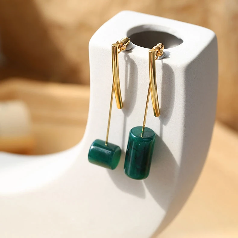 

Brass With 18K Iregular Acrylic Beads Drop Earrings Women Jewelry Punk Designer Runway Rare Simply Gown Boho Japan Korean