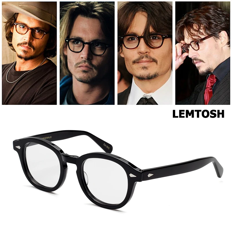 Фото Мужские и женские очки с оправой Джонни Depp Lemtosh, роскошные брендовые винтажные компьютерные очки, ацетатная оправа для очков с прозрачными линзами №3