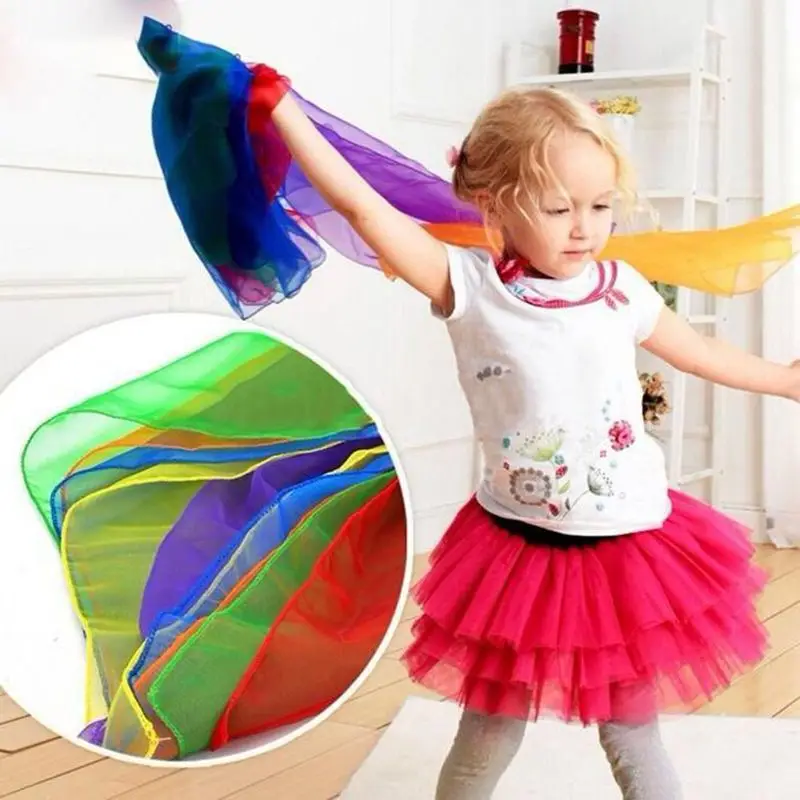 

6 Colors Dance Scarves for Kids Music Scarves Dance Scarf Play Scarves for Children Outdoor Toys Juggling Silk Tricks Scarves
