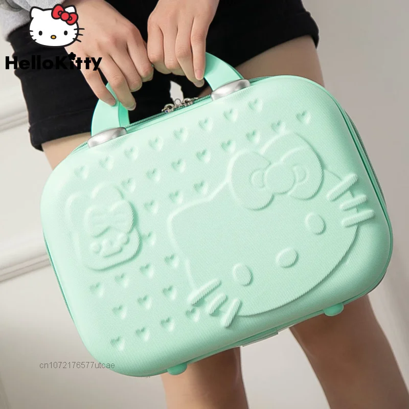 Sanrio Hello Kitty Sweet Cute Cartoon Cosmetic Cases Fashion Women 14 Inch Makeup Boxes Portable Large Capacity Storage Bags