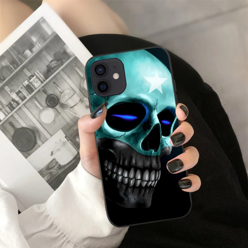 

Skull Skeleton Grim Reaper Phone Case For iPhone 13Pro Max Case 12 11 7 8 Plus X XR XS MAX Rose Floral Flower Pattern Soft Cover