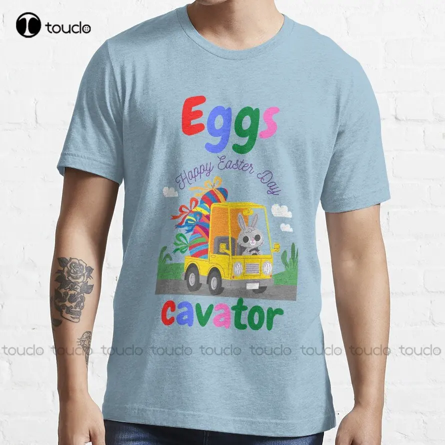 

Eggscavator Happy Easter Funny Excavator Hunting Egg Trending T-Shirt Custom Aldult Teen Unisex Digital Printing Tee Shirts
