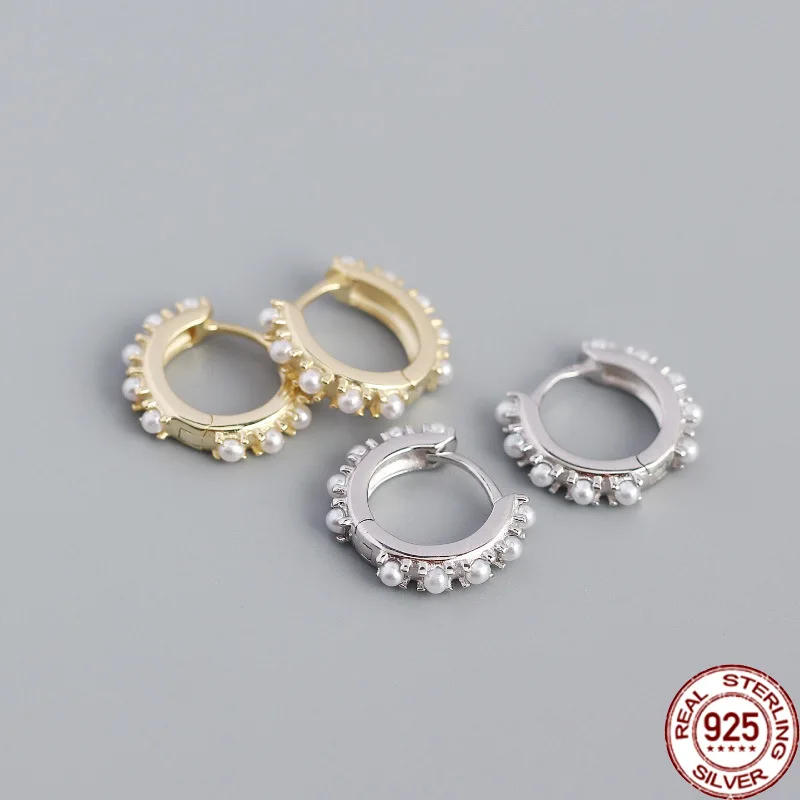 

Новое поступление, модные серьги E0325 с жемчугом, серебро 925 пробы, металлический ветер, Геометрическая Имитация кольца, серьги-гвоздики