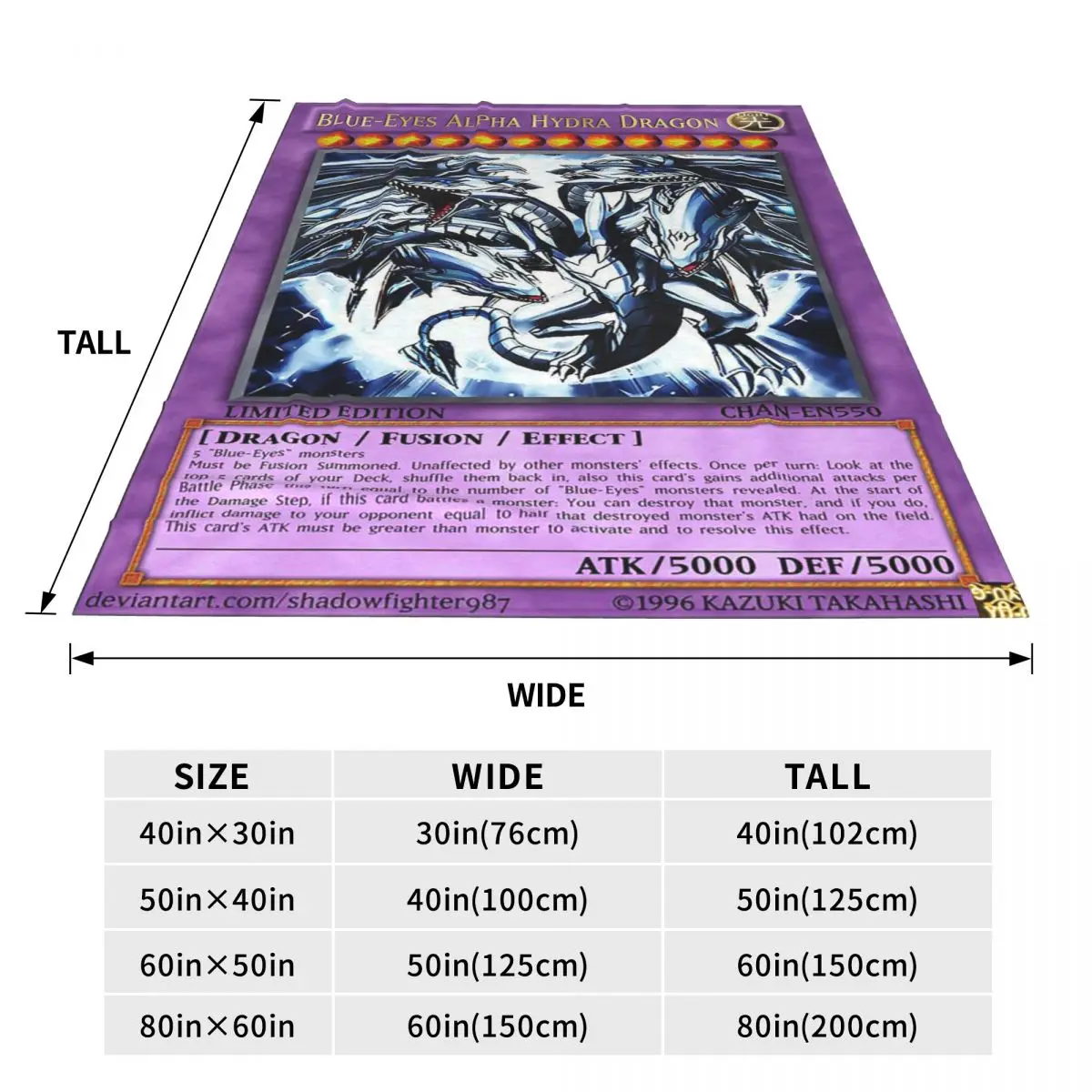 Одеяло с голубыми глазами Альфа Гидра дракон на девиантарт аниме Yu-Gi-Oh флисовое