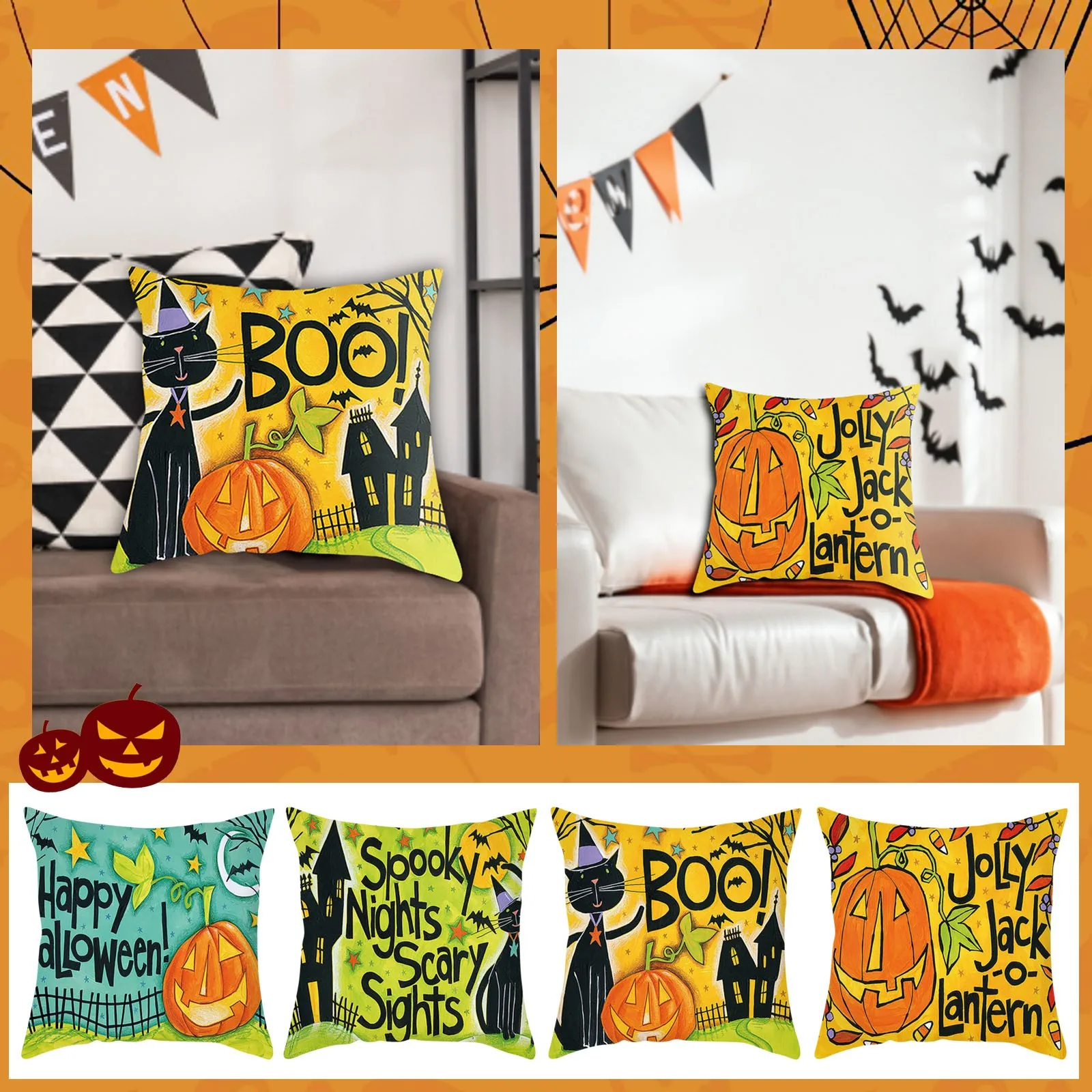 

Halloween Horror Home Sofa Cover Decorative Cushion Pillowcase Best Pillowcases
