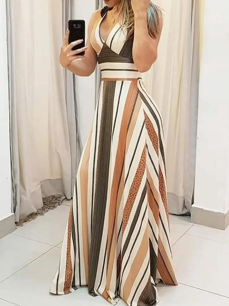 

2023 Summer Fashion Stripe Contrast Tight Women's Dress