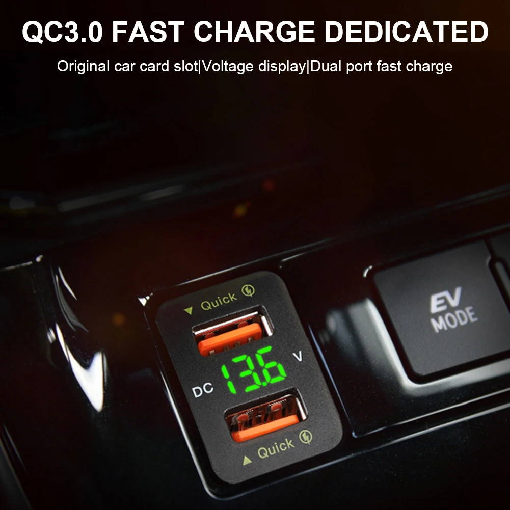 36W Car Charger Adapter Fast Charging 12V-24V Socket Dual USB Digital Voltmeter for Toyota Corolla Accessories | Автомобили и