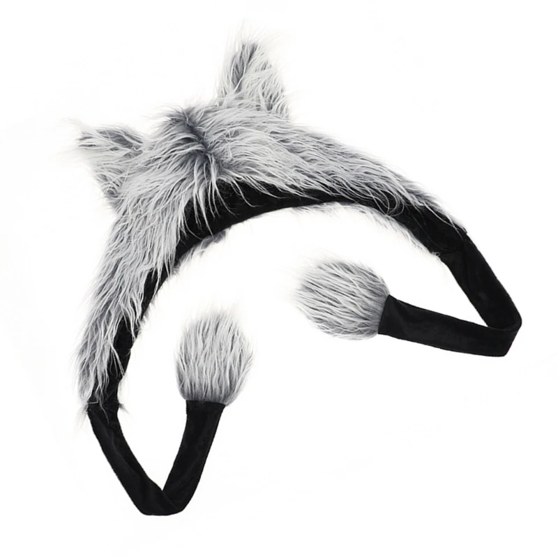 Повязка на голову для косплея утепленная меховая шапка с волком альпинизма