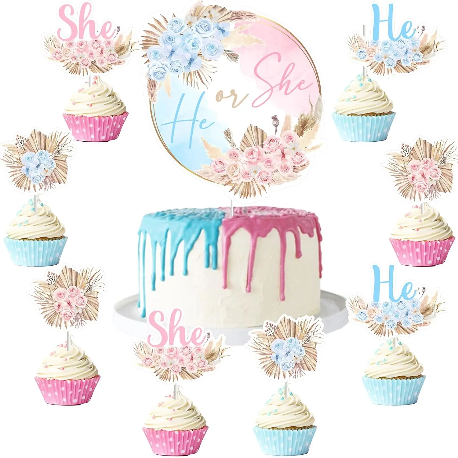 Пампасная трава декор для мальчиков и девочек топперы кексов в стиле бохо