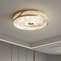 iwp copper ceiling lamp glass top light luxury water texture indoor led ceiling lamp for living room study bedroom dining hall