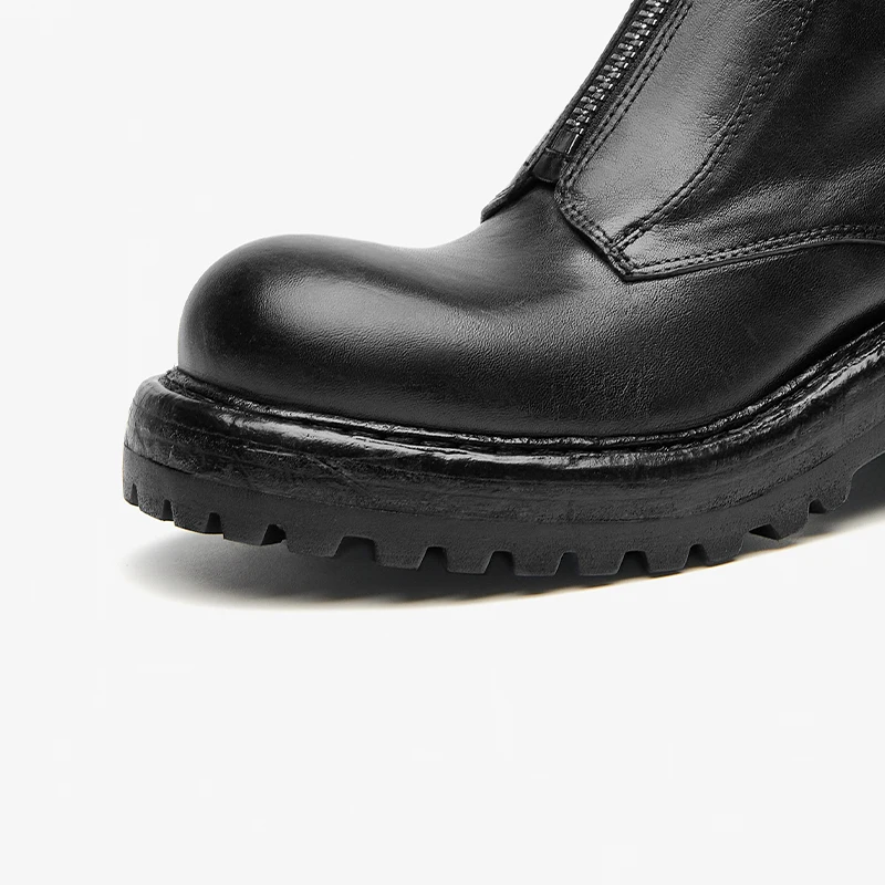 Ботильоны BEAUTODAY женские кожаные лошадиные полусапожки на платформе с круглым