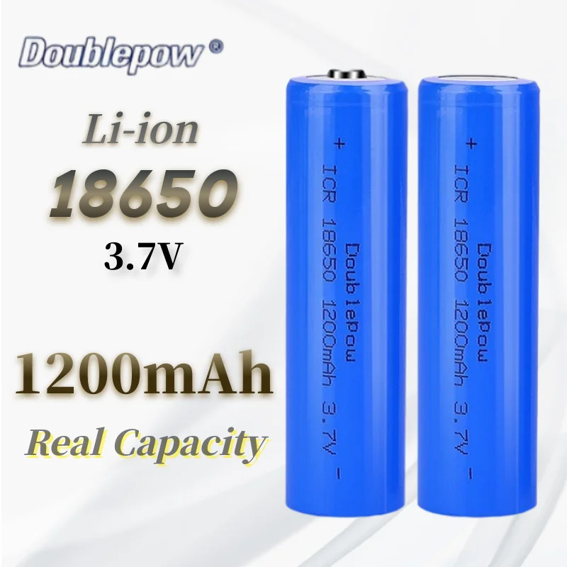 Doublepow 1200mAh 3.7V 18650 Lithium Battery Rechargeable Battery Full Capacity for Small Fan Flashlight Amplifier Battery
