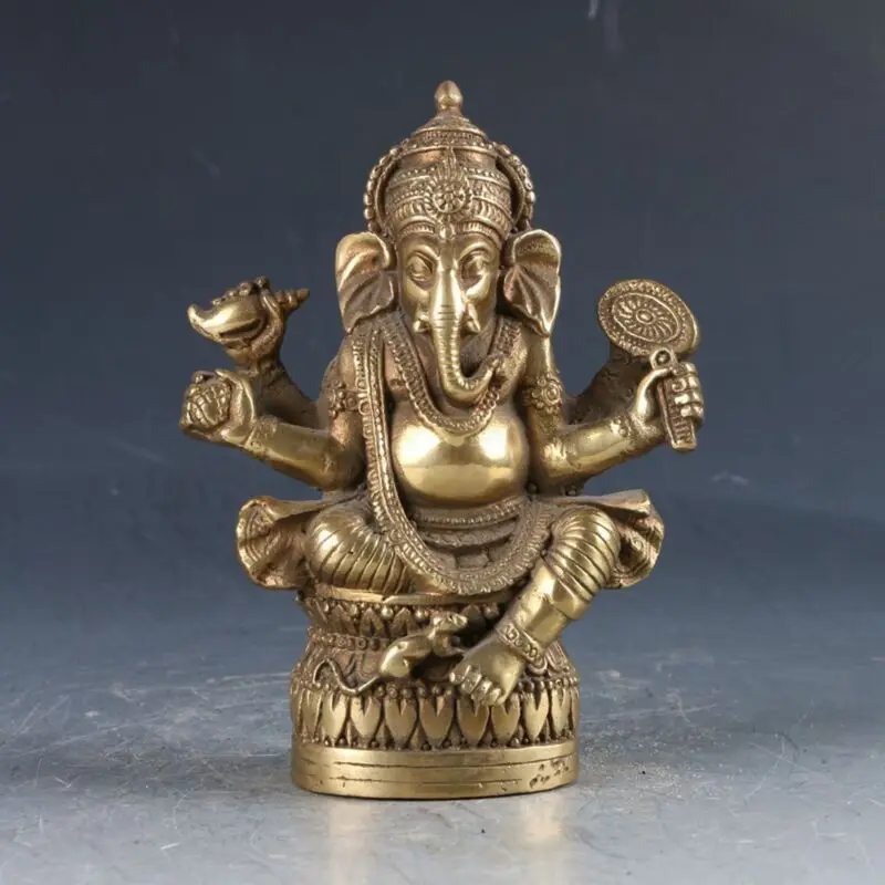 

Chinese Brass Tibetan Buddhism Carved Ganesha Elephant Statue Decoration Collection Ornaments Statues et Sculptures Deco