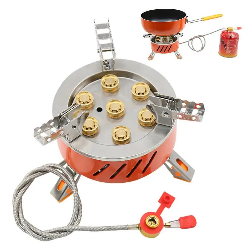 Camping Stove For Backpacking Heavy-Duty Camping Stove With 7 Fire-Breathing Mouth Portable Stove Burners For Outdoor