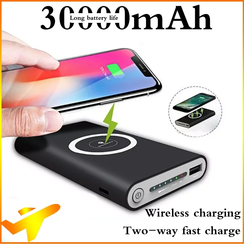 

2022NEW Power Bank 30000mAh Wireless Portable Charging 2 USB Phone External Battery Charger Poverbank for iphone and Android