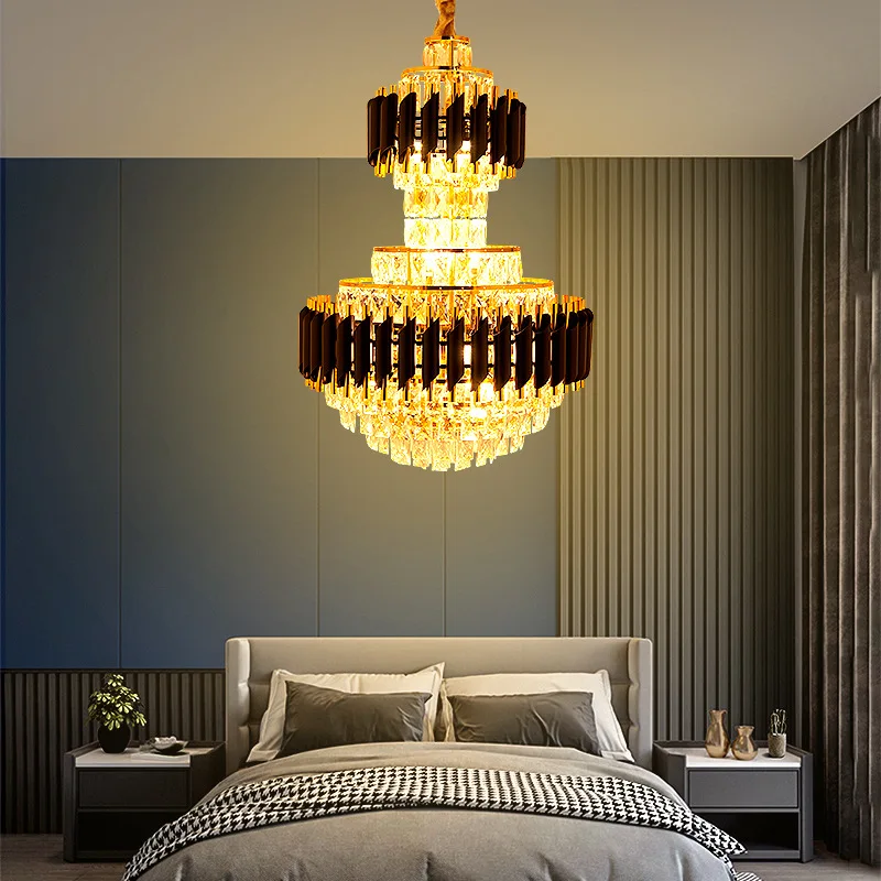 Светодиодная Люстра для столовой гостиной спальни золотые хрустальные