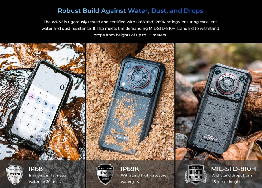 OUKITEL WP36 смартфон с 6-дюймовым дисплеем процессором MTK8788 ОЗУ 8 ГБ ПЗУ 120 6 52 Гц