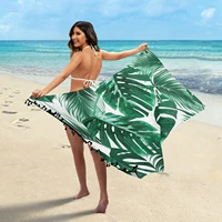 tropical palm leaves beach cover up for women sarong bathing suit wrap skirt with tassels knee length bikini swimsuit coverup