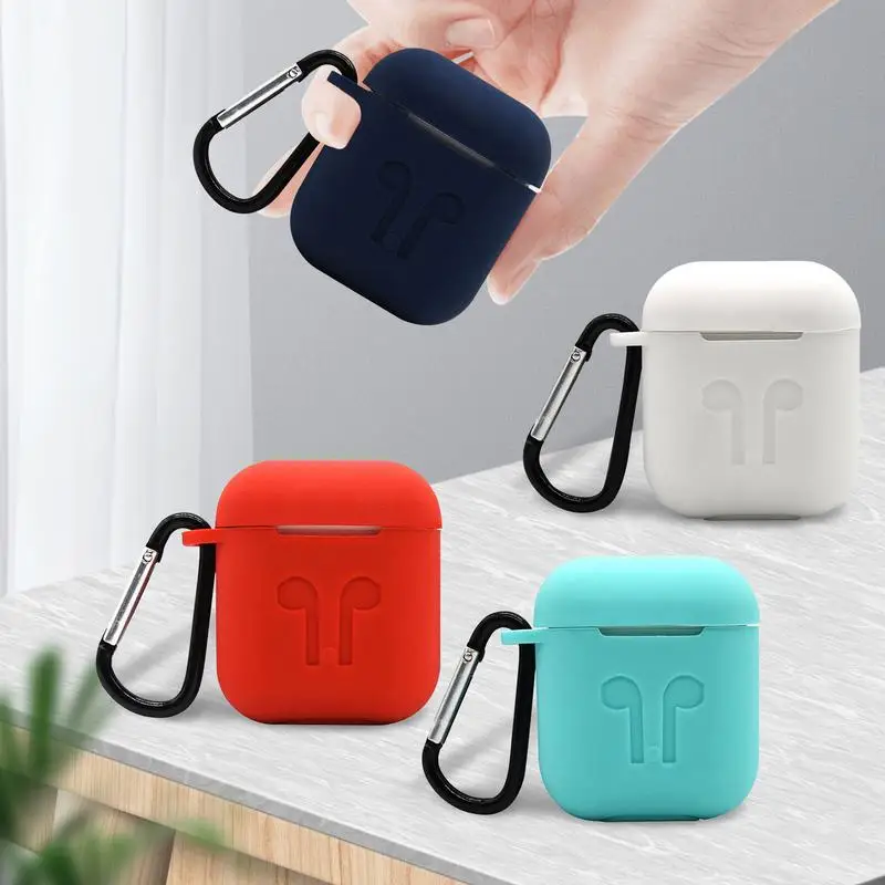 

Силиконовый чехол с крючком для Air Pods 1/2, защитный противоударный чехол для беспроводных наушников Air Pods 2 1, чехол, футляр, сумки