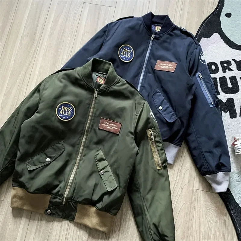

High Quality Oversized HUMAN MADE Tiger Head Jackets Men Women 1:1 Best Quality Army Green Bomber Jackets