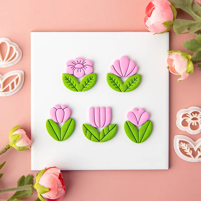 

Carnation Tulip Shaped Soft Polymer Clay Cutter DIY Earring Cutting Die 3D Mini Cookie Mold Handmade Clay Jewelry Pottery Tools