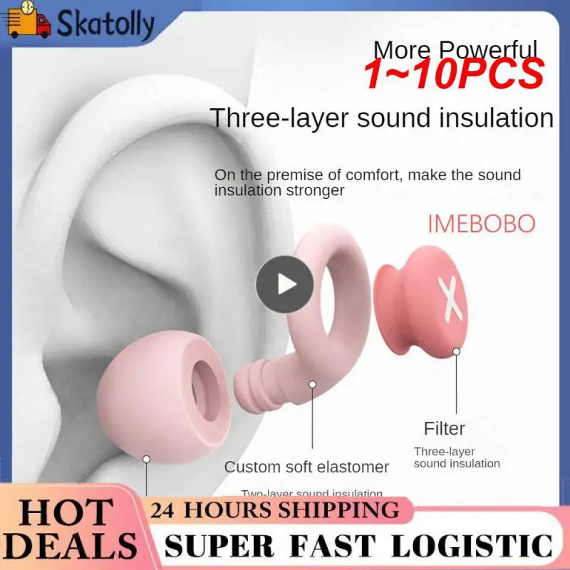 

1~10PCS Earplugs Soundproof Sleeping Ear Plugs Noise Reduction Red Small For Sleep Special Mute Soft Slow Rebound Anti Snore