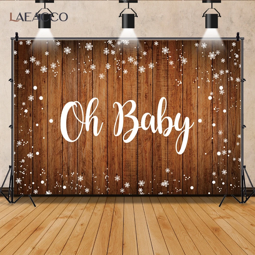 

Фон для фотосъемки с изображением деревянной доски и снежинок