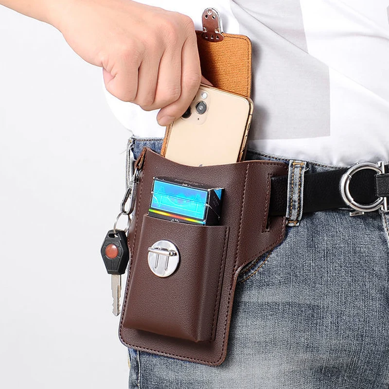 Модный кожаный поясной кошелек для мужчин чехол телефона Мужская поясная сумка