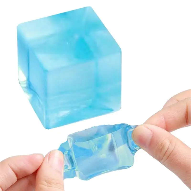 

Mochi Ice Block Stress Ball Toy Block Stress Ball Toy Anti Stress Transparent Cube Squeeze Novelty Fidget Toy