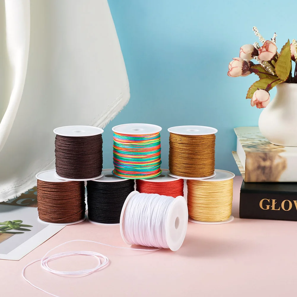 8 Rolls 0.8mm Nylon Cords For Beading Tassels Threads  Handmade Bracelet Necklace Jewelry Making Accessories Woven Decorative