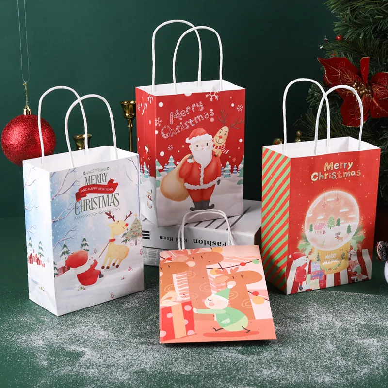 

Рождественский Подарочный пакет для конфет, креативная упаковка в виде яблока, пакеты из крафт-бумаги, пакет для подарка на Рождество, Рождество, товары для вечерние, держатель для подарка