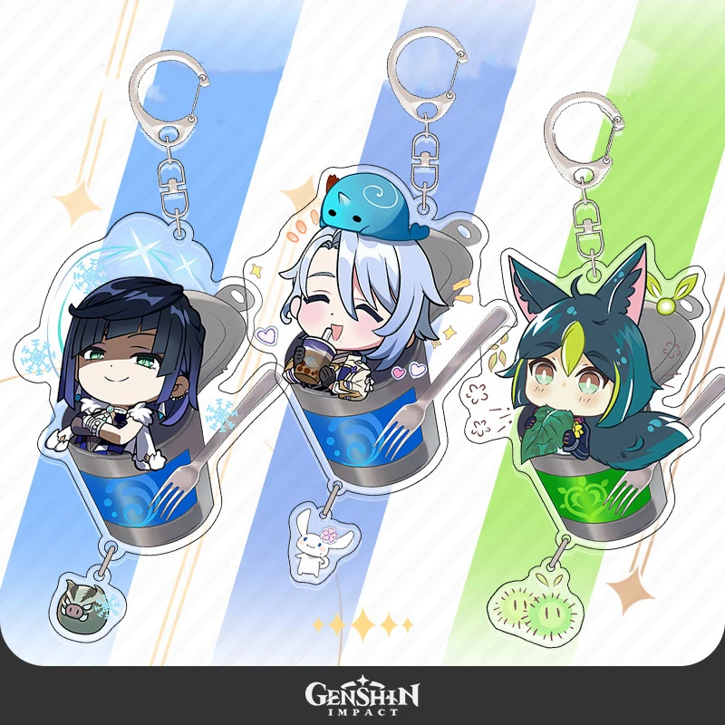 

Game Anime Cosplay Genshin Impact Gorou Tartaglia Hu Tao Arataki Itto Scaramouche Keychain Accessories Key Chain Cartoon Badge