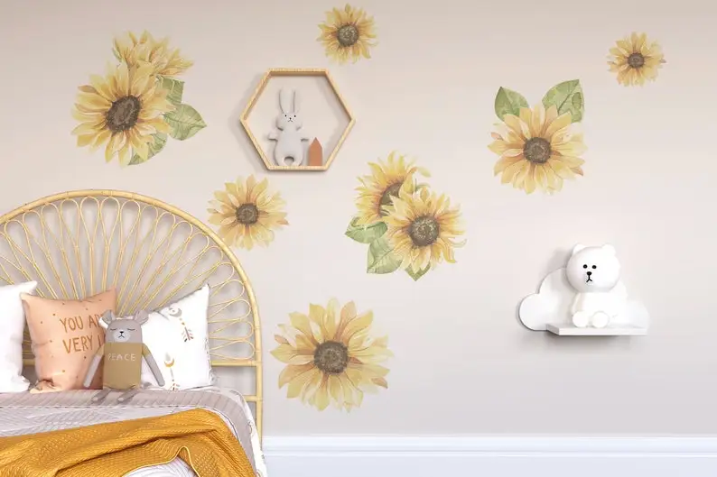 

Sunflower Wall Decals, Sunflowers, Sunflower Wall Stickers, Wildflowers