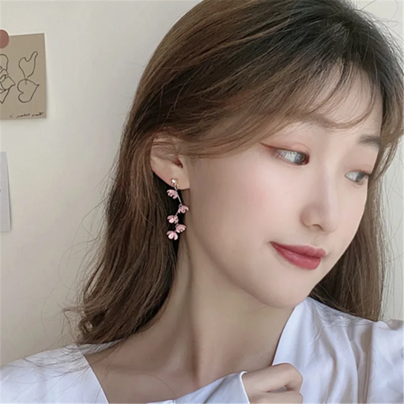 

Модные темпераментные длинные серьги с розовыми лепестками, свадебные, на день рождения, туристические памятные подарки