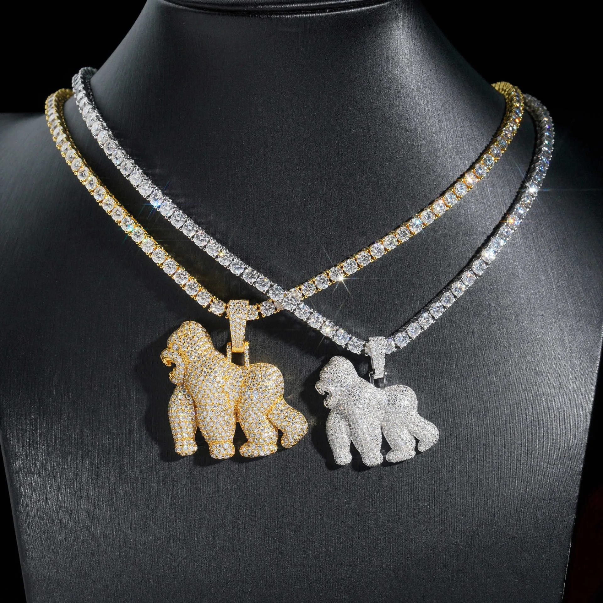 Ожерелье с кулоном в стиле хип-хоп муассанитом для мужчин