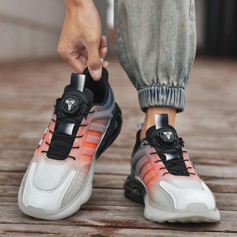 

Men's Vulcanize Shoes 2023 Fashion Running Shoes Spring Summer Low Top Popcorn Sole Cushioning Comfortable Lace-up Mesh Sneakers