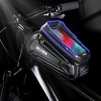 wild man waterproof bicycle bag eva hard shell frame front tube bag touch screen cycling bag mtb mountian road bike accessories
