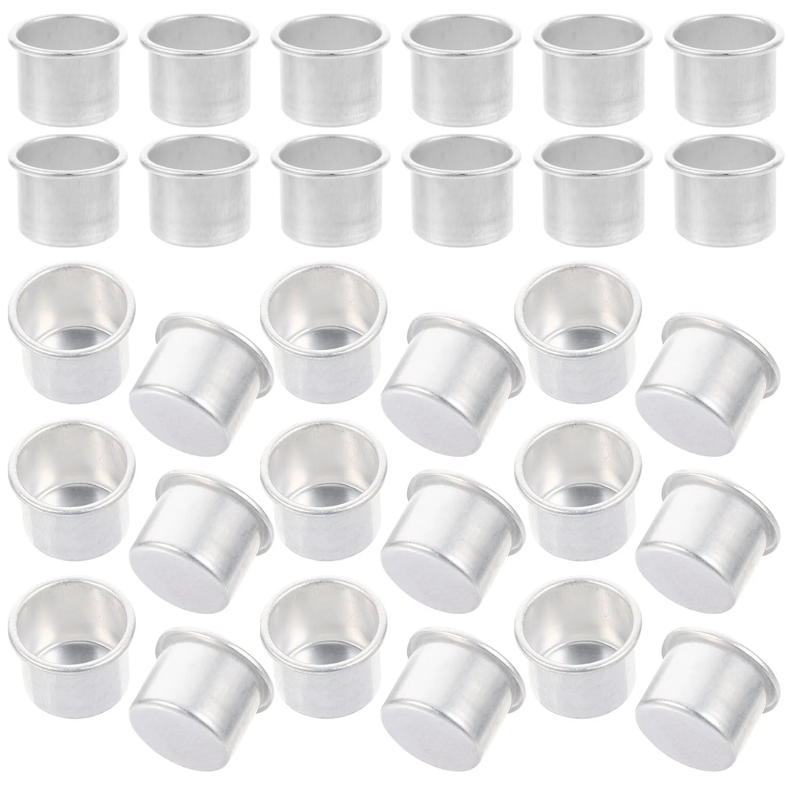 

50 Pcs Metal Cup Tea Light Aluminum Christmas Candles Candlestick Holder Tin Bulk